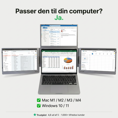 Alu Pro Bärbar Trippel Skärmutvidgare - 15,6"