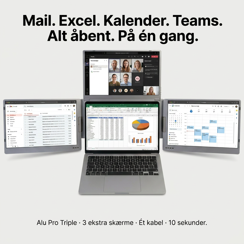 Alu Pro Bärbar trippel skärmutökare - 15,6"
