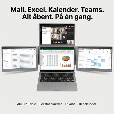 Alu Pro Bärbar Trippel Skärmutvidgare - 15,6"